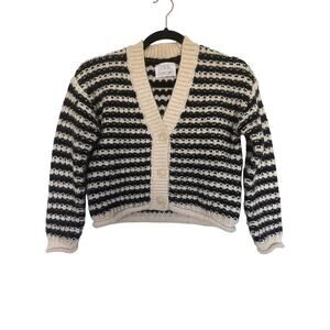 Zara Girls Chunky Striped Wool Alpaca Blend Cardigan, 9-10